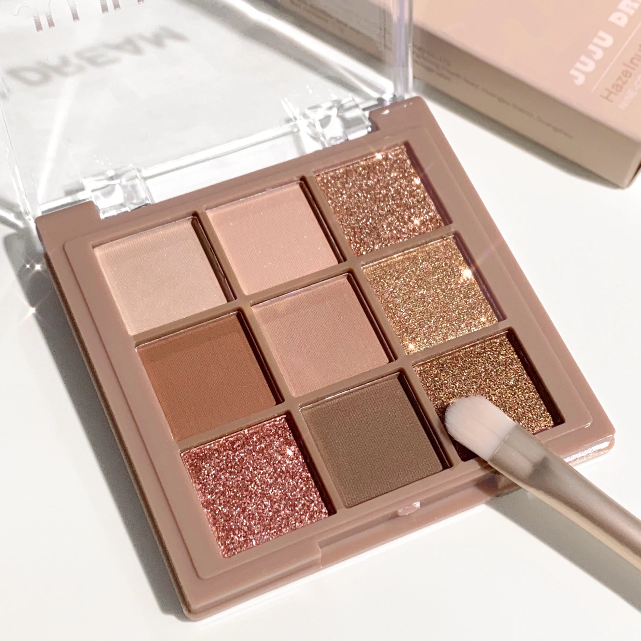 9 Color Eyeshadow Palette Matte Shimmer – Waterproof Long-Lasting Natural Nude Makeup Cocoa Brown Korean Style Eye Look