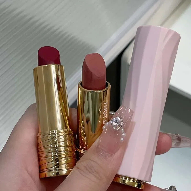 Red Brown Velvet Matte Lipstick Moisturizing Waterproof Nude Apricot Lip Tint Non-stick Cup Lip Gloss Lipstick Cosmetics Make Up