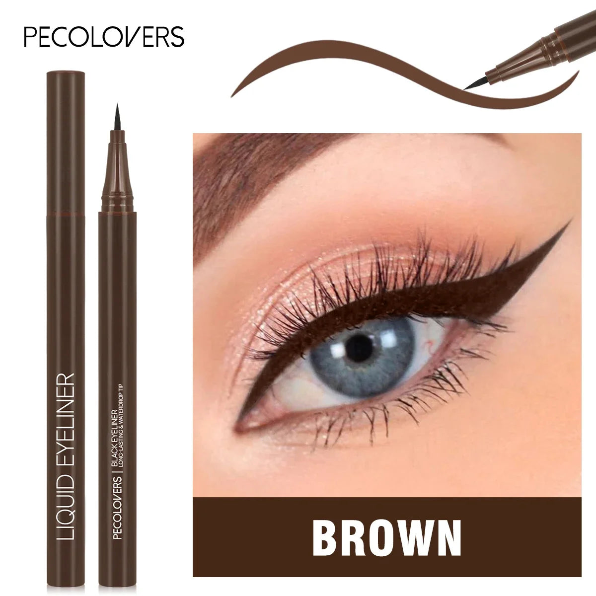 Not Blooming Brown Liquid Eyeliner Easy Wear Quick Drying Waterproof Long-lasting Smooth Ultra-fine Eyeliner Makeup Tools