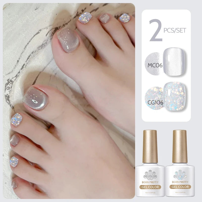 BORN PRETTY 2Pcs Black White Gel Nail Polish Set 10ml Color Gel Polish Soak Off Nail Art Manicure Manicure Salon DIY Home