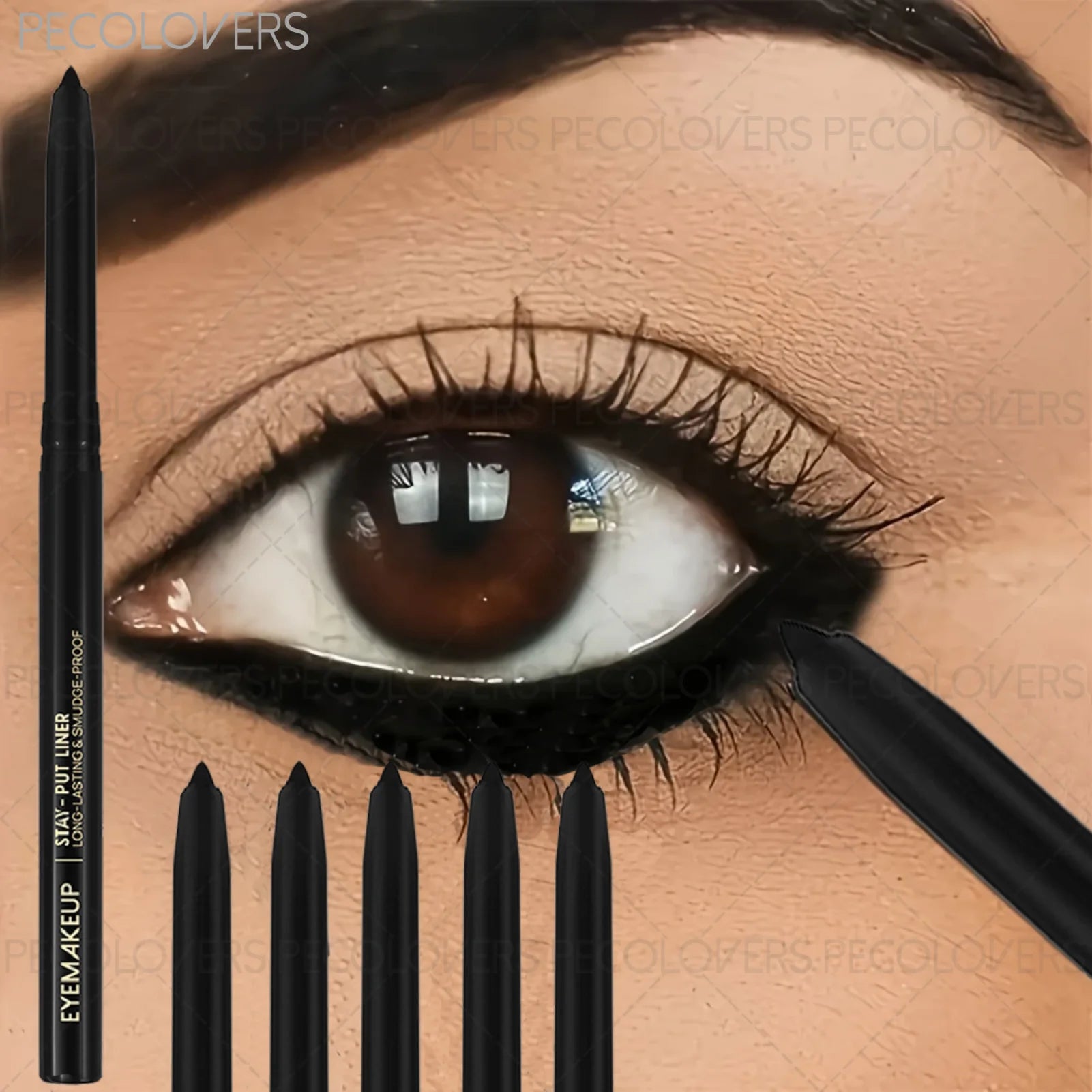 1 Set 5 Pcs Black Gel Matte Smooth Glide Eyeliner, Ultra-Smooth Eyeiner Pen, For All Types, Easy To Slide Blend, Perfect Gifts